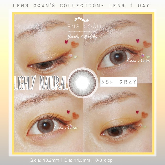 KÍNH ÁP TRÒNG 1 NGÀY LIGHLY NATURAL ASH GRAY - LENS TOWN - LENS XOẮN