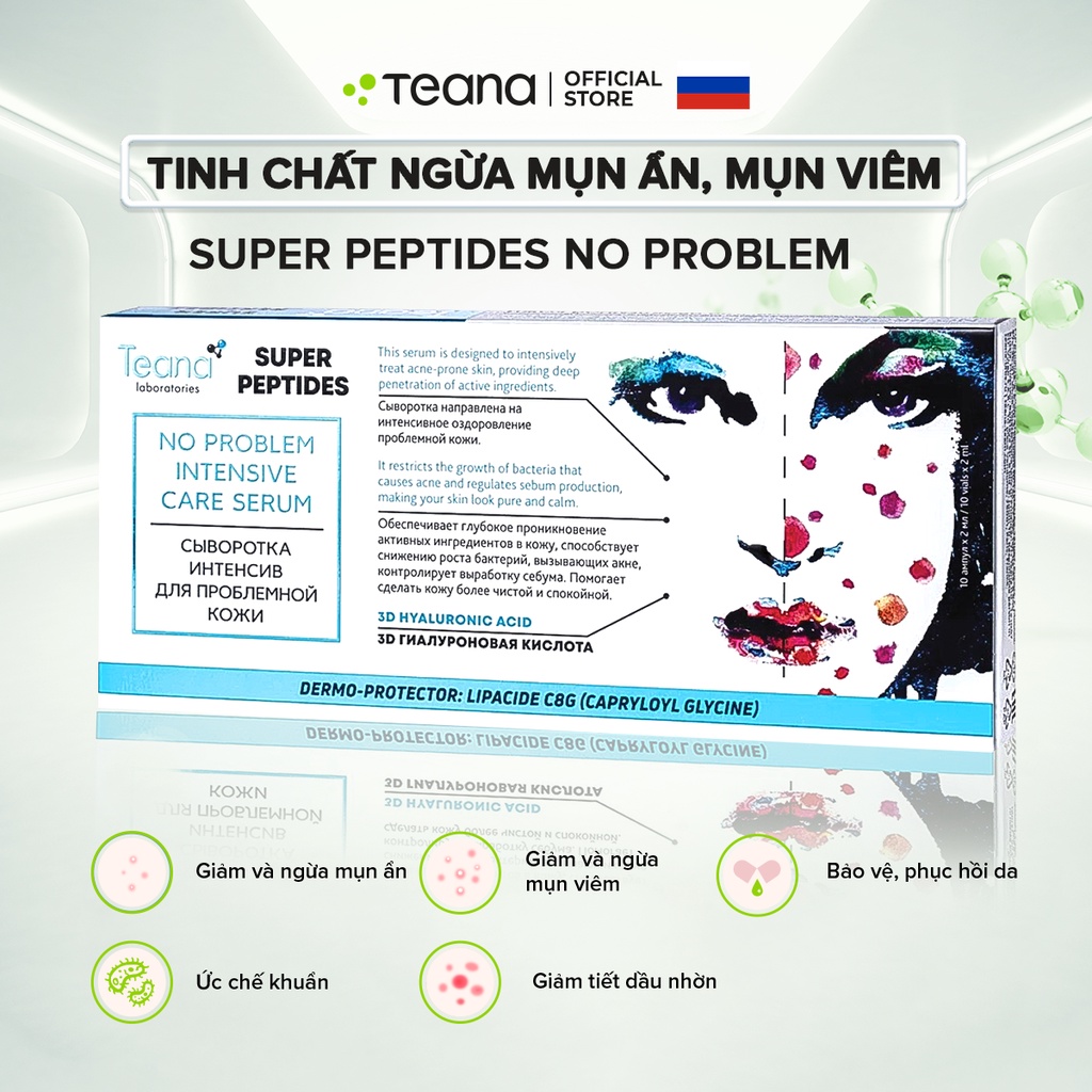 Serum Teana Super Peptides No Problem Intensive Care giảm sưng, đẩy & gom cồi mụn, giảm tiết dầu