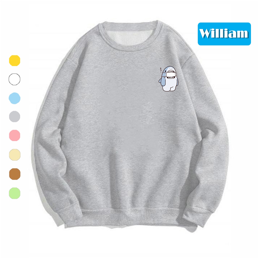 Áo sweater nam nữ in hình Cá Mập, chất nỉ dày dặn, hợp làm áo cặp William - DS142