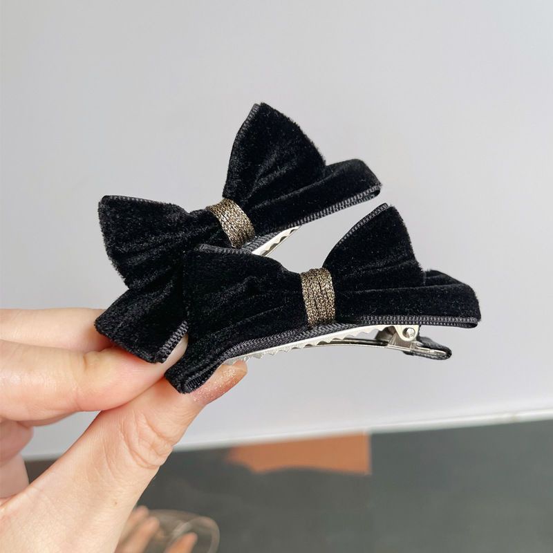 Kẹp Tóc Đính Nơ Ba Chiều Bằng Vải Nhung Phong Cách Hàn Nhật Thanh Lịch