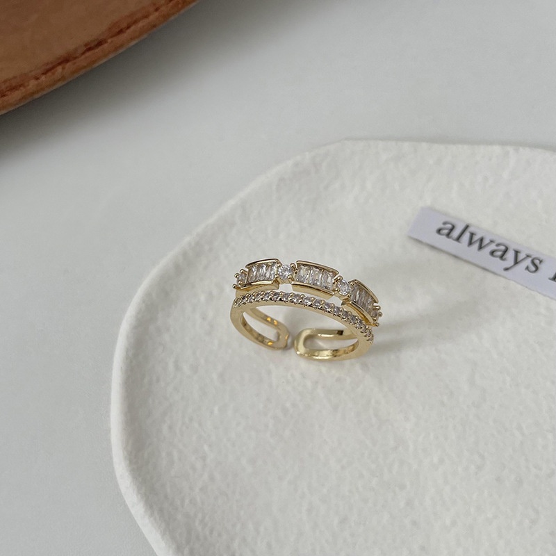 Nhẫn Hở Đính Đá Zircon Màu Vàng Sang Trọng Thời Trang Phong Cách Gothic Cho Nữ