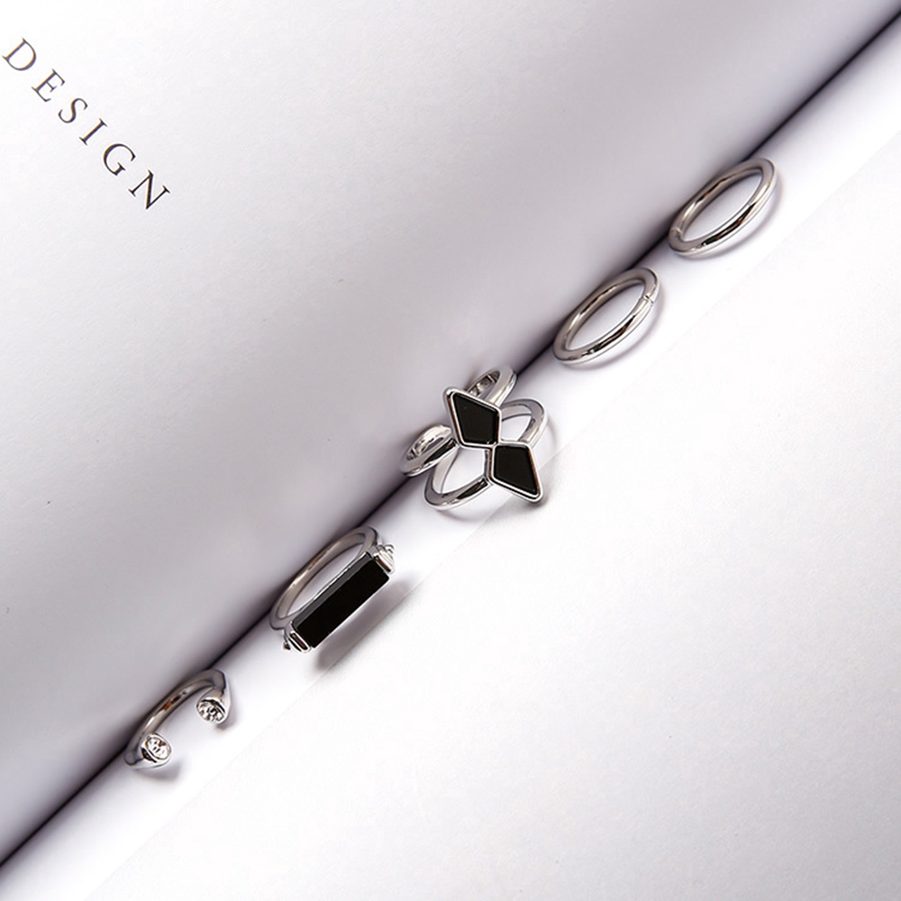 Set 5 nhẫn kim loại kiểu mở độc đáo họa tiết mũi tên thời trang nữ