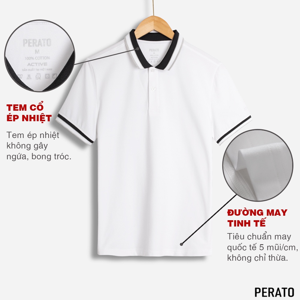 [MUA 2 GIẢM 40K] Áo Thun Polo Nam Ngắn Tay Có Cổ PERATO, Vải Cotton Cao Cấp, Phom Ôm Vừa, Trẻ Trung, Năng Động | BigBuy360 - bigbuy360.vn