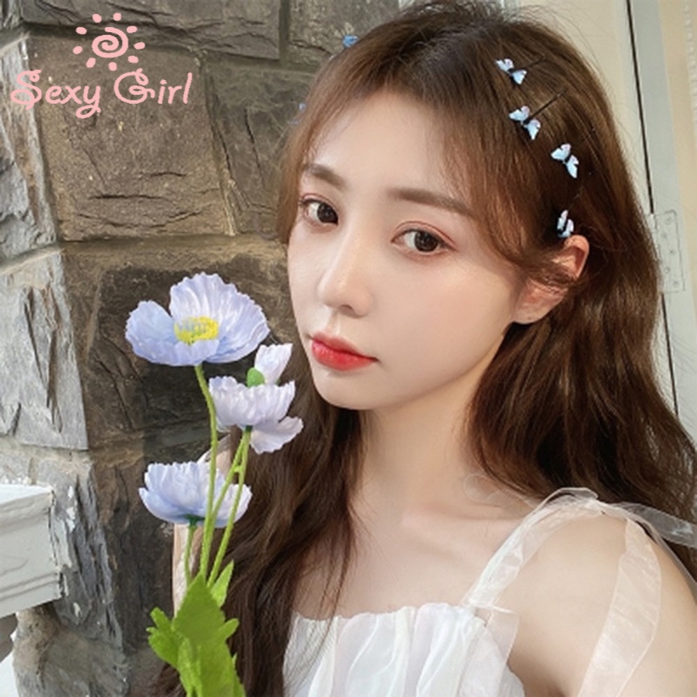 Kẹp Tóc Hình Bướm Xanh Cổ Điển Quyến Rũ Cho Nữ