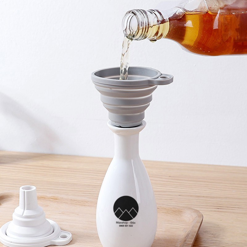 Phễu gấp gọn silicon cao cấp, phễu 2 màu trắng và xám