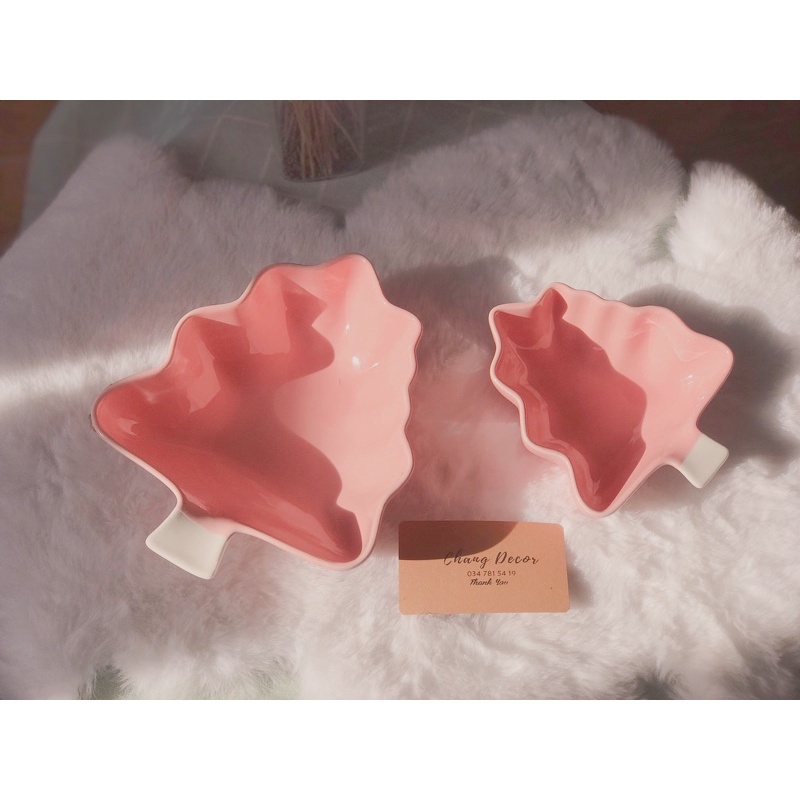 Đĩa sứ hình cây thông dễ thương, đĩa sứ decor