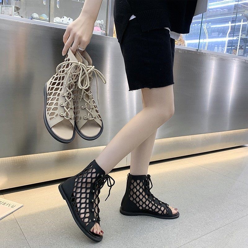 ODER dép sandal lưới hở mũi cá tính( sẵn đen size 36)