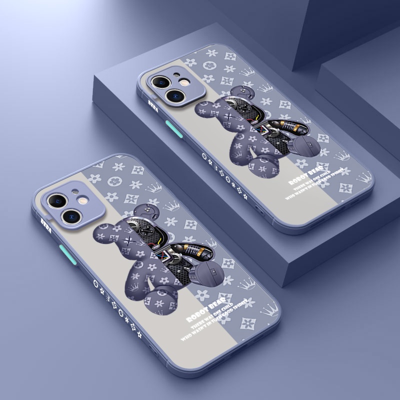 Ốp điện thoại mặt nhám chống rơi hình gấu sang trọng thời trang cho IPhone 13 12 11 Pro Max 12 13 Mini X XS Max XR