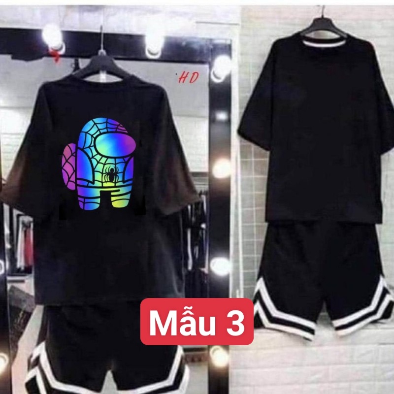 (SỈ LẺ QUẦN ÁO)sét 2 món áo thun ama ot phản quang kèm quần đùi v siêu hót