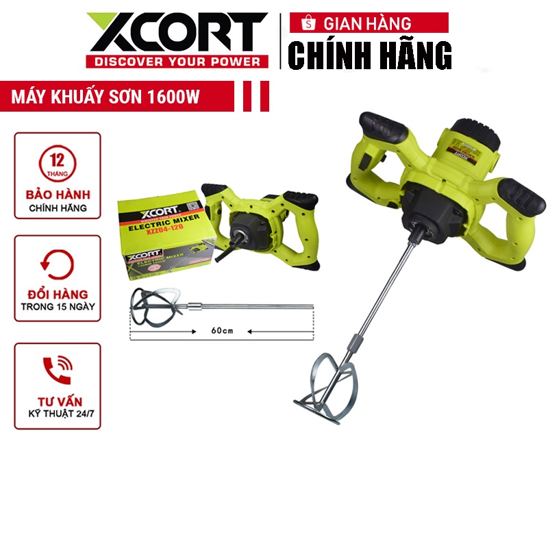 Máy khuấy sơn trộn bột bả 1600W XCORT Model XZZ04-120 5 Cấp độ Kèm thanh khuấy