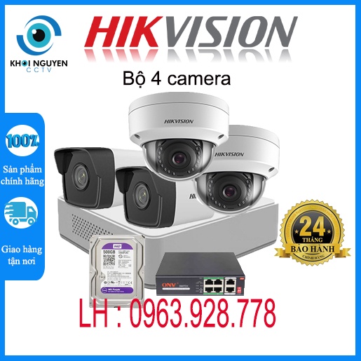 Trọn bộ ( 2 - 4 mắt ) Camera quan sát IP HIKVISON 2.0 Megapixcel Full HD