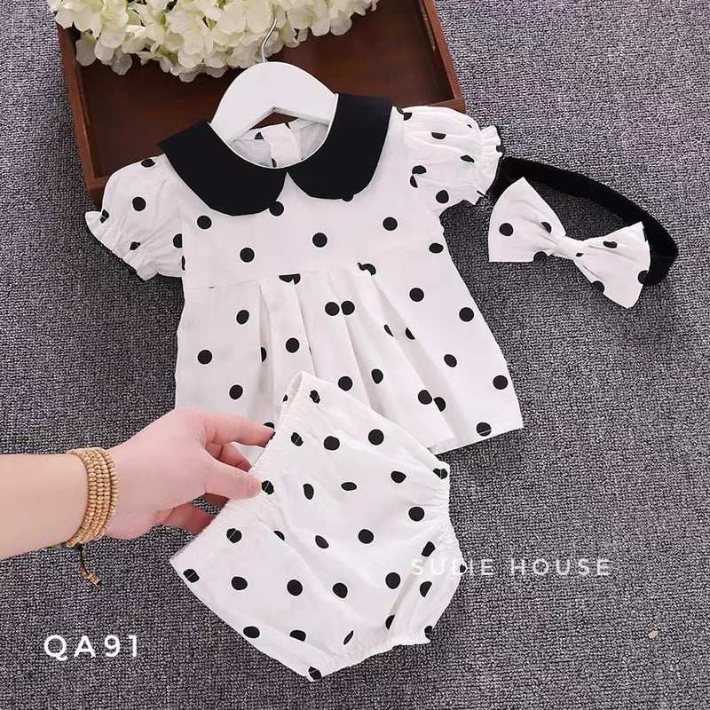 Set váy + quần chip tặng kèm băng đô - QA91
