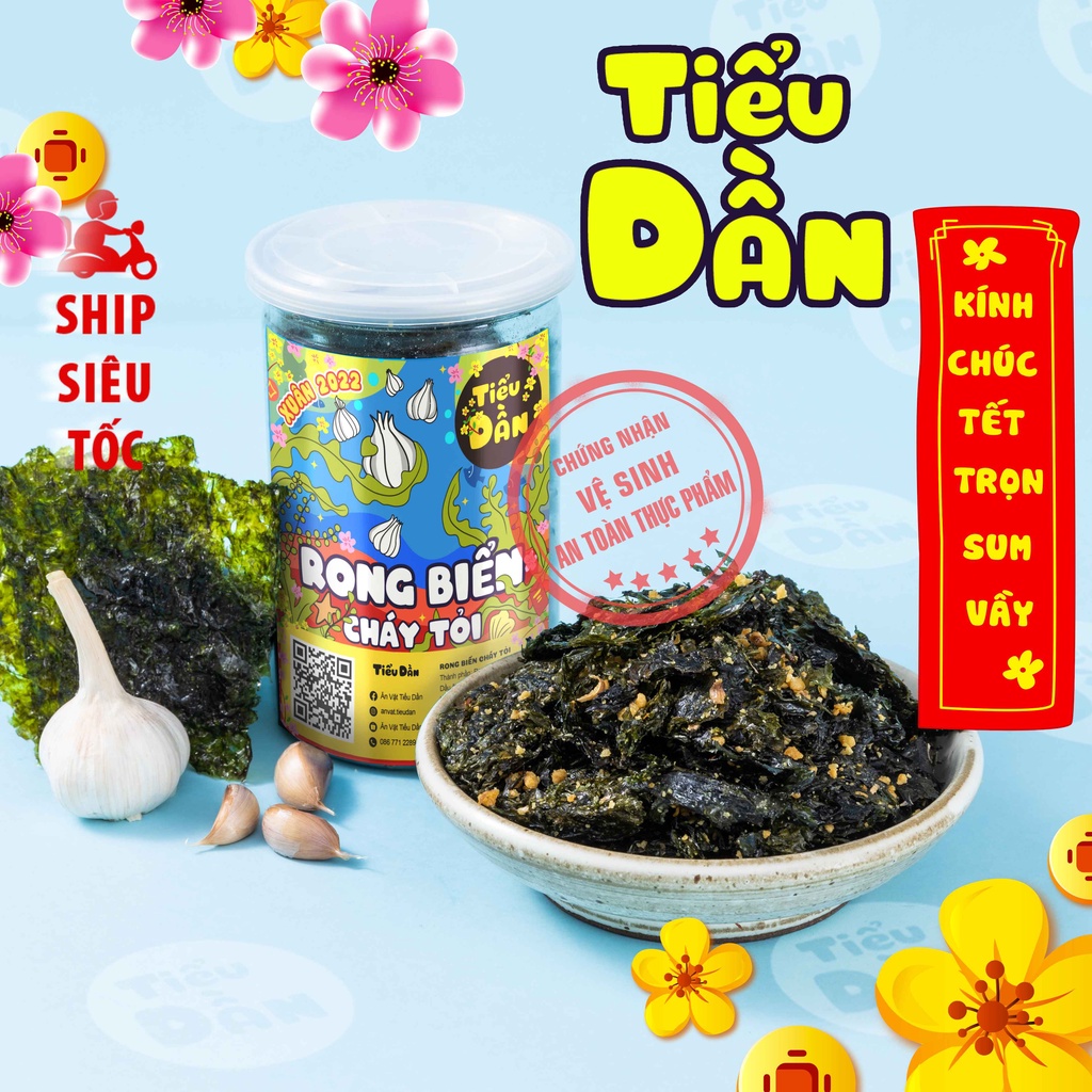 Rong biển cháy tỏi hũ lớn 130g TIỂU DẦN đồ ăn vặt vừa ngon vừa rẻ