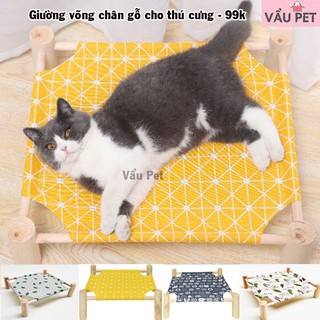 Giường võng chân gỗ cho chó mèo thú cưng - võng cho chó mèo