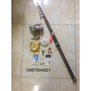 Combo bộ cần rút shimano 3m và máy yomoshi lc 7000 6000 5000 4000
