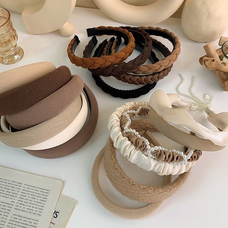 Băng Đô Màu Nâu Kiểu Dáng Đơn Giản Hợp Thời Trang Phong Cách Hàn Quốc