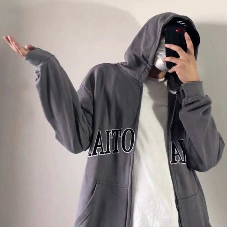 Áo Hoodie Tay Dài Dáng Rộng Thêu Chữ Phong Cách Hàn Quốc Thời Trang Cho Nam Và Nữ