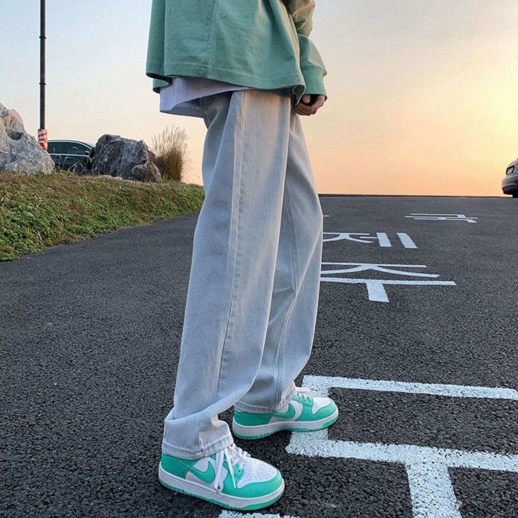Quần Jeans Mỏng Ống Suông Rộng Thời Trang Mùa Hè Hàn Quốc Cho Nam