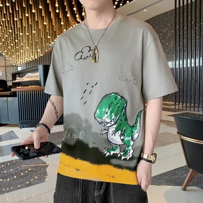 Áo Thun Tay Ngắn Cổ Tròn Dáng Rộng Chất Liệu cotton In Họa Tiết Độc Đáo Thời Trang Mùa Hè Mới Cho Nam