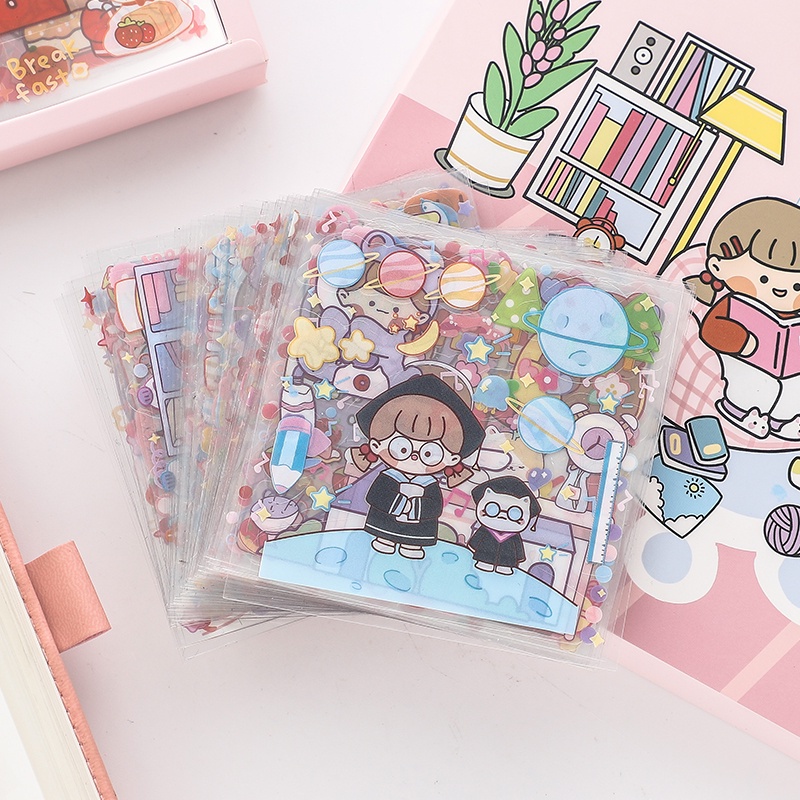 Bộ 100 Miếng Dán Họa Tiết Hoạt Hình Dùng Trang Trí Album Ảnh