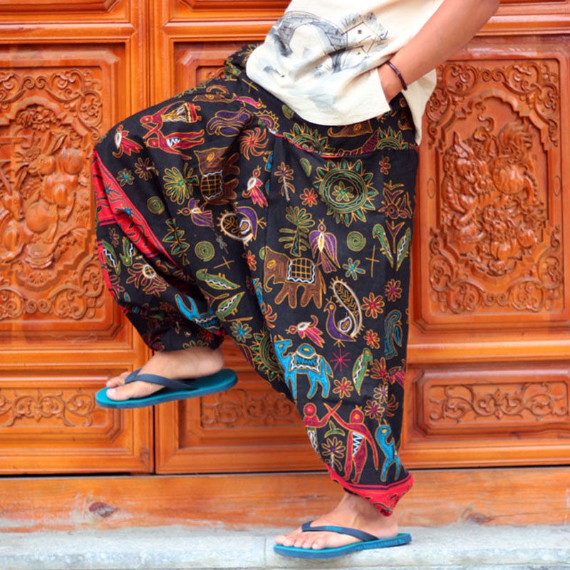 Quần Dài Tập yoga Vải Lanh Cotton Phong Cách Nepal 7.8 Cho Nam Và Nữ
