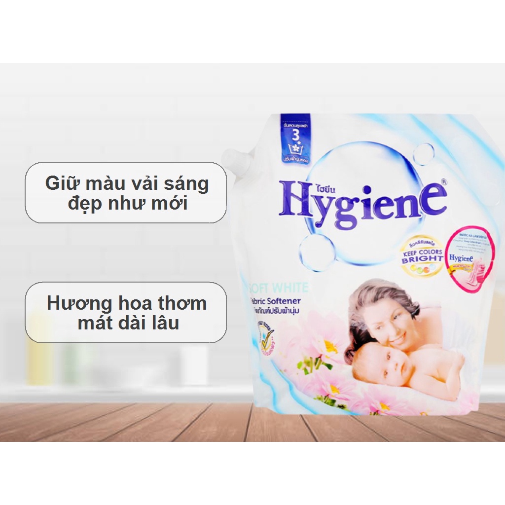 Nước xả cho bé Hygiene Soft White túi 1.8 lít Thái Lan - Công thức &quot;keep colors bright&quot;