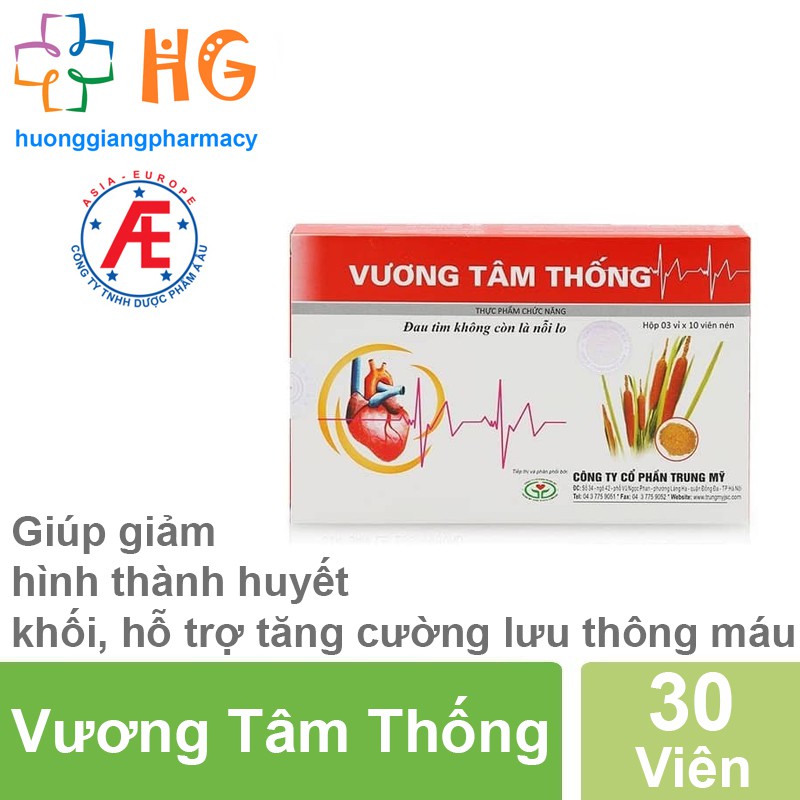 Vương Tâm Thống - Giúp giảm hình thành huyết khối, hỗ trợ tăng cường lưu thông máu (Hộp 30 Viên)