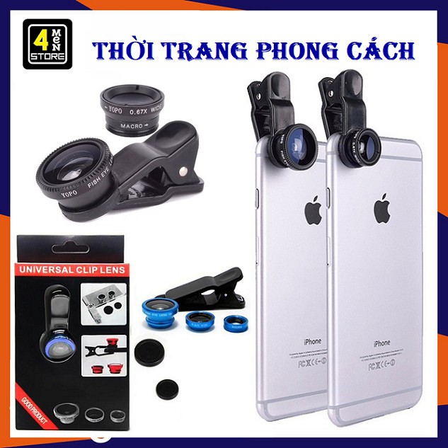 ⚡ Siêu Cấp ⚡  Ống lens Camera điện thoại 3 IN 1 - Lens chụp hình 3 in 1-003 cho IPhone, Samsung, HTC, IP