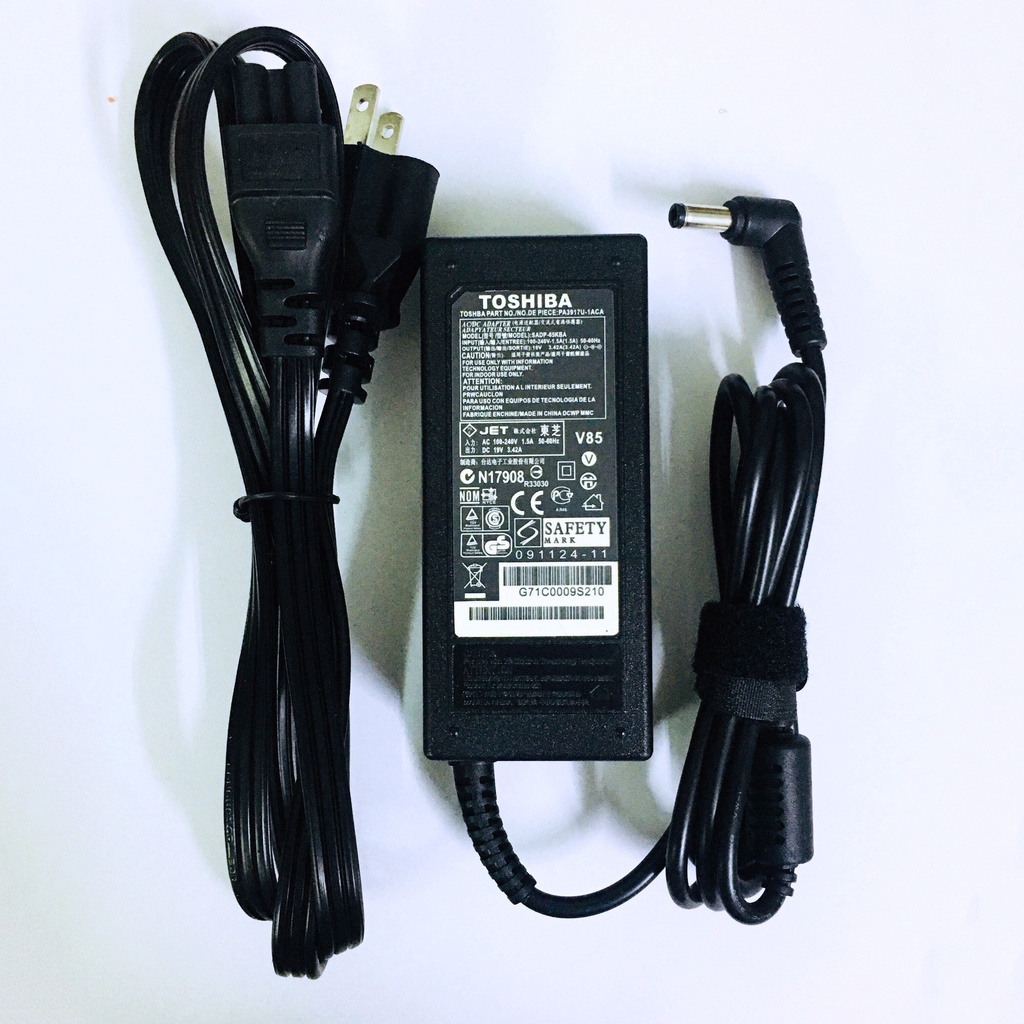 Sạc Laptop Toshiba Zin chân thường chính hãng 19v 3.42a 65w, adapter Toshiba chân thường 5.5mm x 2.5mm