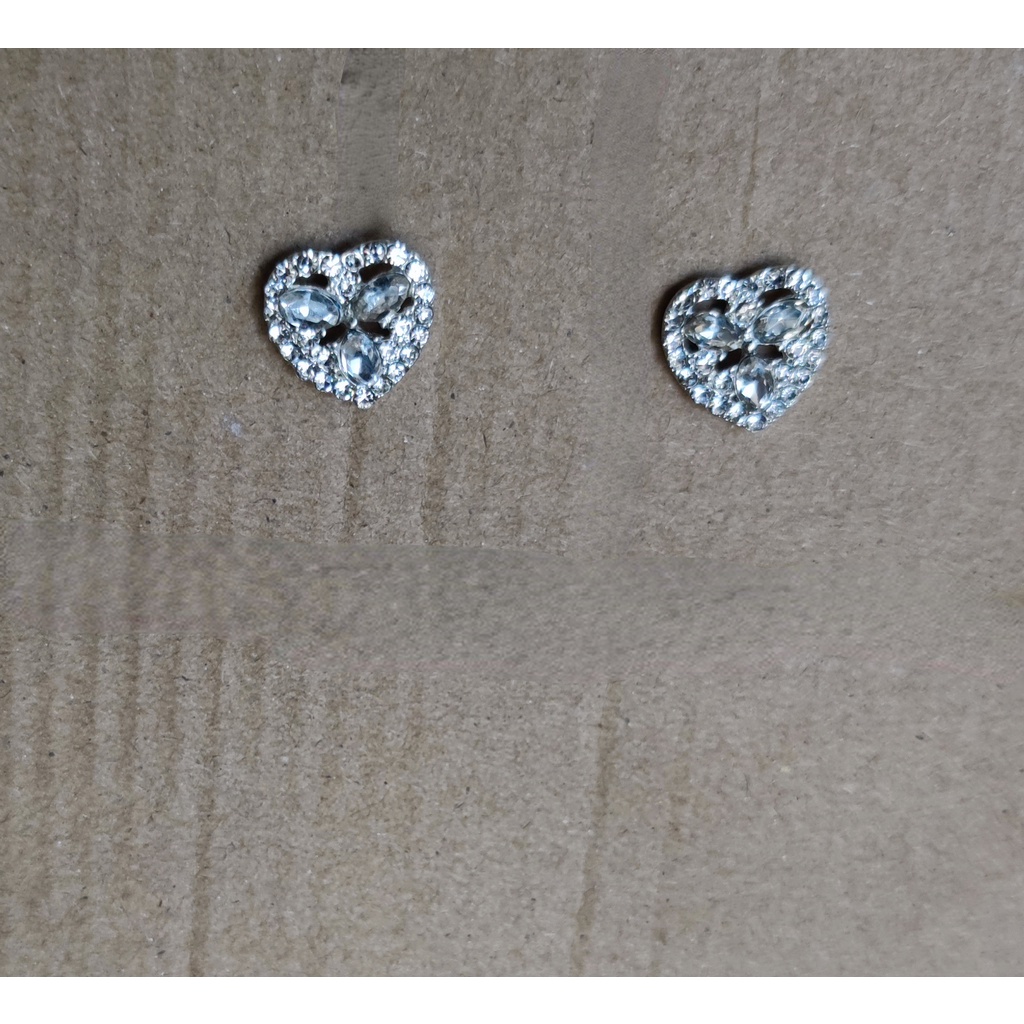 Bộ Vòng cổ + Bông Tai Mạ Bạc Đính Đá Zircon Hình Trái Tim Thời Trang