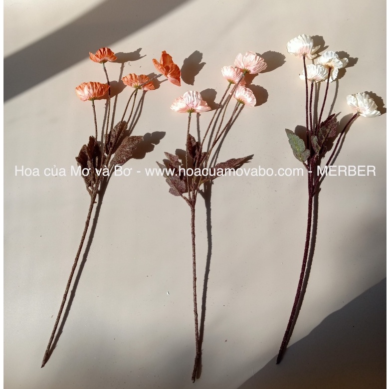Cành Hoa Kim Anh Hoa Anh Túc (Poppy) Loại Bông 50cm Nhiều Màu - Bông Khô Hoa Giả Decor Trang Trí Nhà, Phòng Khách