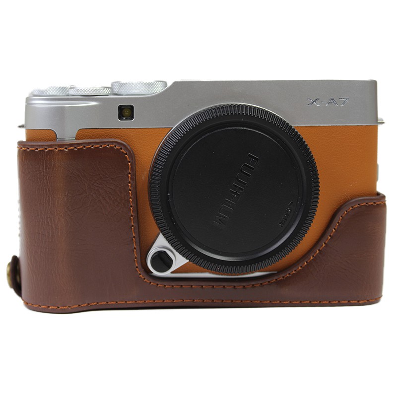Đế bảo vệ máy ảnh bằng da PU che nửa thân dưới cho FujiFilm X-A7 XA7