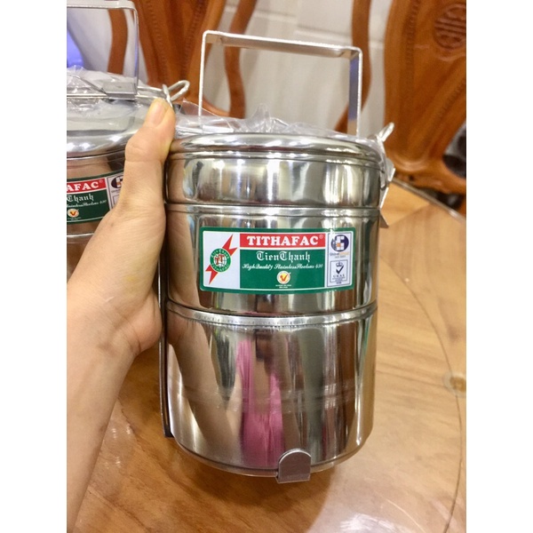 Cặp lồng, Camen 3 tầng inox cao Cấp Tiến Thành. Size 12cn siêu dầy, sáng  bóng, + thêm 2 cây bào tiện dụng