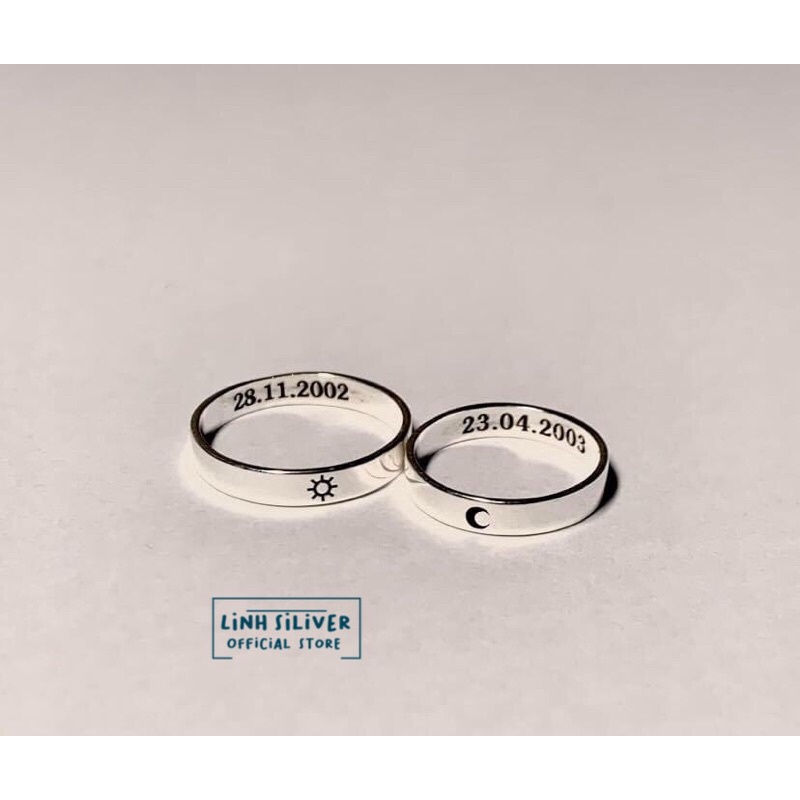 Nhẫn đôi bạc ta khắc thông tin theo yêu cầu- Giá 1 đôi size tự chọn