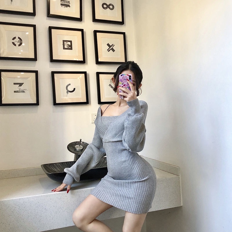 Váy body len cánh dơi phong cách tối giản sexy