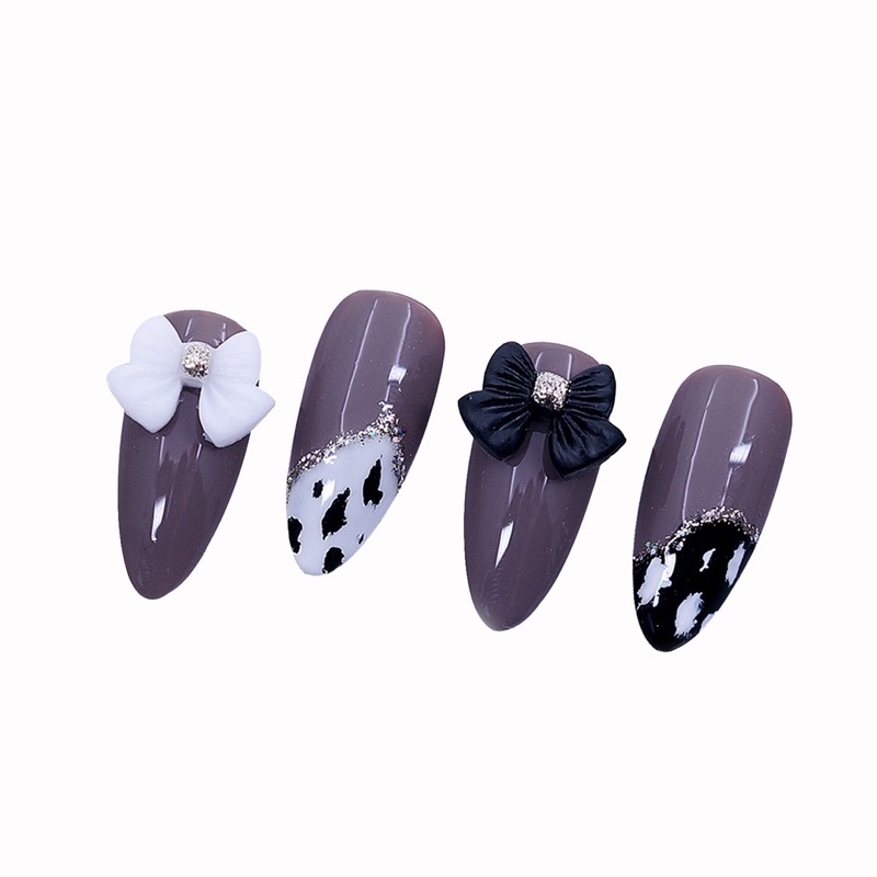 phụ kiện charm nơ trắng đen gắn móng tay nail gói 20 viên