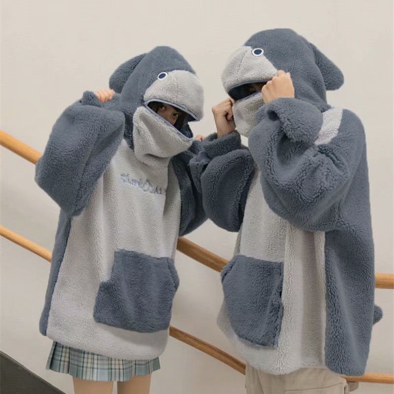 Áo Hoodie cá mập HOT thu đông 2021, Chất lông cừu dày dặn, Form rộng, phòng cách hàn quốc (Hàng có sẵn)