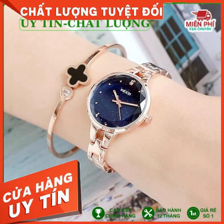 HÀNG NHẬP KHẨU -  [HÀNG CAO CẤP] Đồng hồ nữ Kezzi kw1700 hàng chính hãng dây kim loại mặt kim tuyến - Hàng Nhập Khẩu