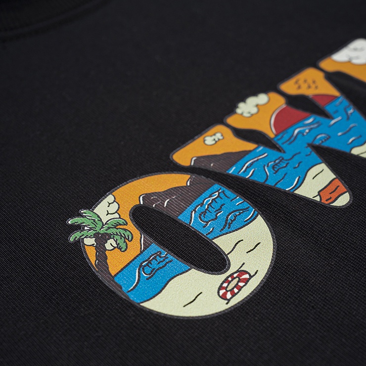 OWL BRAND® ISLAND TEE - Áo thun nam hoạ tiết in chữ / Đen