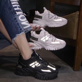 Giày sneaker độn đế Phản quang 2 quai khuy