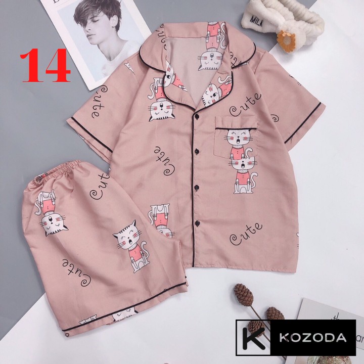 Đồ ngủ nữ quần cộc áo cộc pijama kate thái cực hot hit bộ pyjama bộ pizama Kozoda M46