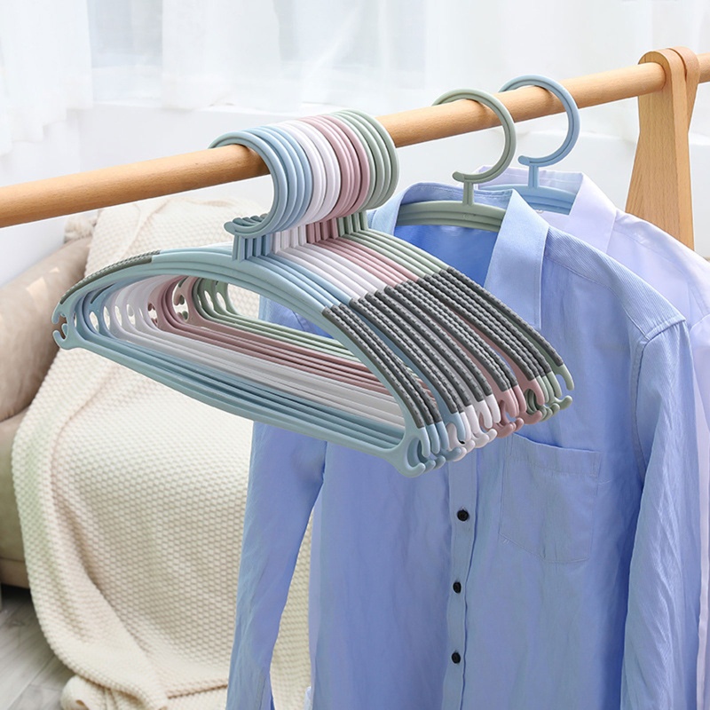 Set 5 Móc Treo Quần Áo Bằng Nhựa Siêu Dày Tiết Kiệm Không Gian Chống Trượt