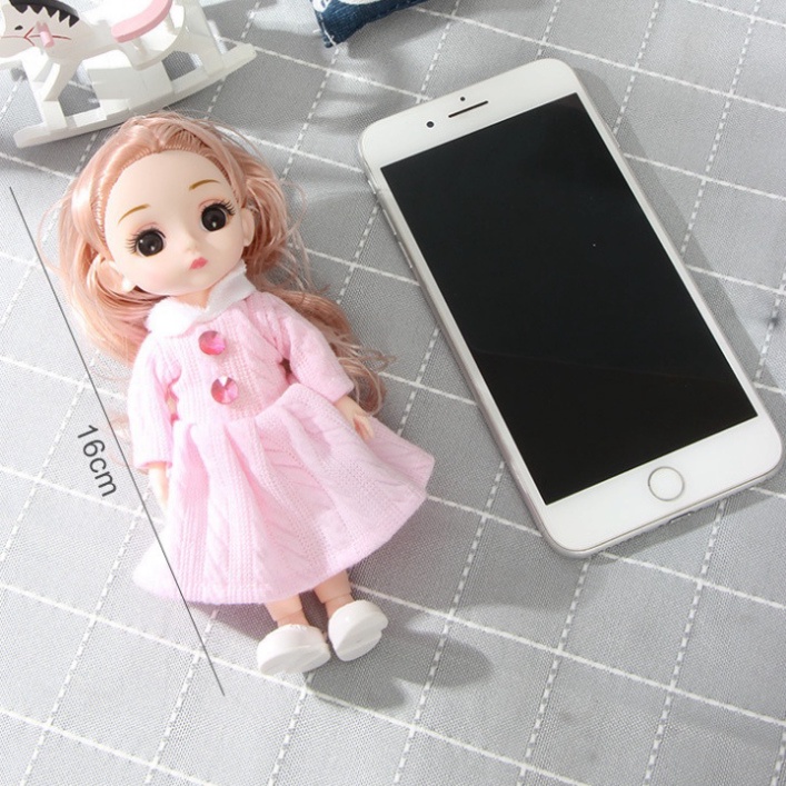 Búp bê công chúa 3D chibi đồ chơi bé gái cỡ 16cm kèm phụ kiện thú cưng, đồ bác sĩ, xe đẩy siêu thị, xe đạp