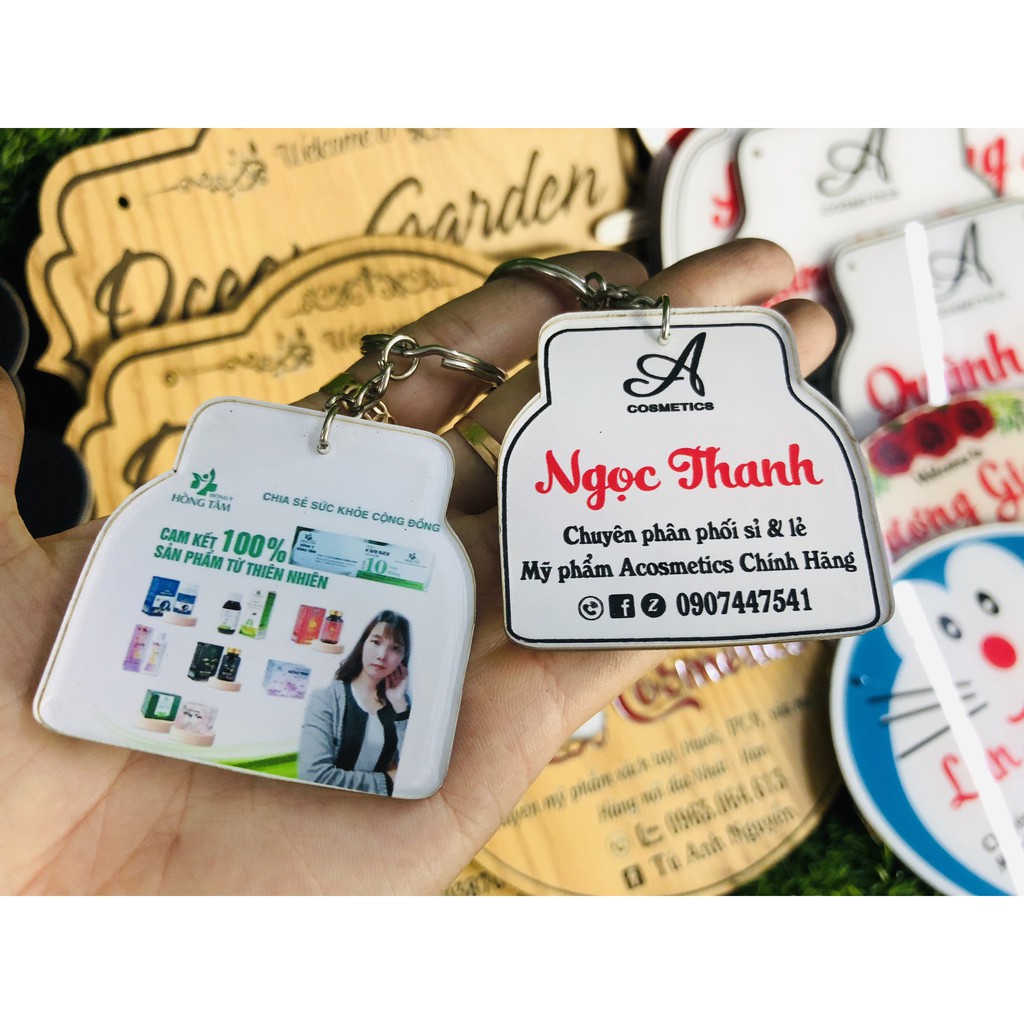 Móc khóa bảng hiệu theo yêu cầu - Móc khóa Mica cắt - Giá siêu sốc