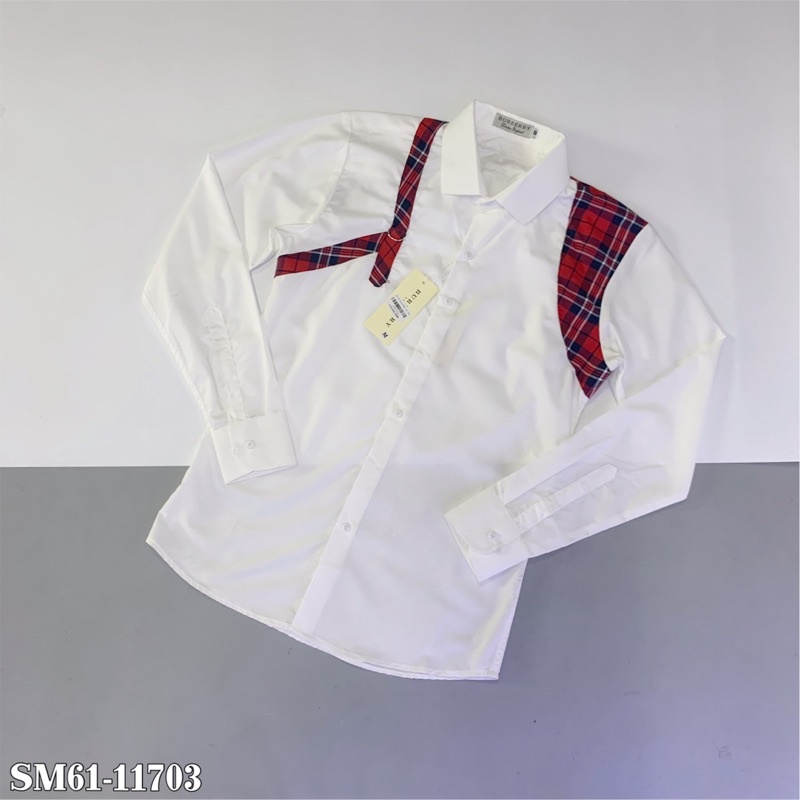 sơ mi thiết kế MCQ vạt đỏ ở vai l95 | BigBuy360 - bigbuy360.vn