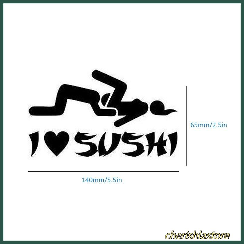 Decal Dán Trang Trí Xe Hơi Hình Sushi Và Chữ I Love Sushi