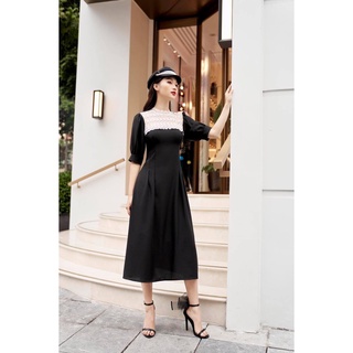 LIIN - Đầm nữ dáng dài phối ren cổ cách điệu sang chảnh, tôn dáng