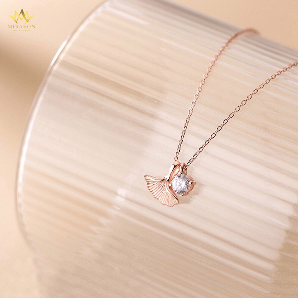 Dây Chuyền Bạc Nữ MIRASON Lá Rẻ Quạt Mix Hạt Tròn Đá Sáng Lấp Lánh MDC057 - Vòng Cổ Nữ Bạc 925 Cao Cấp