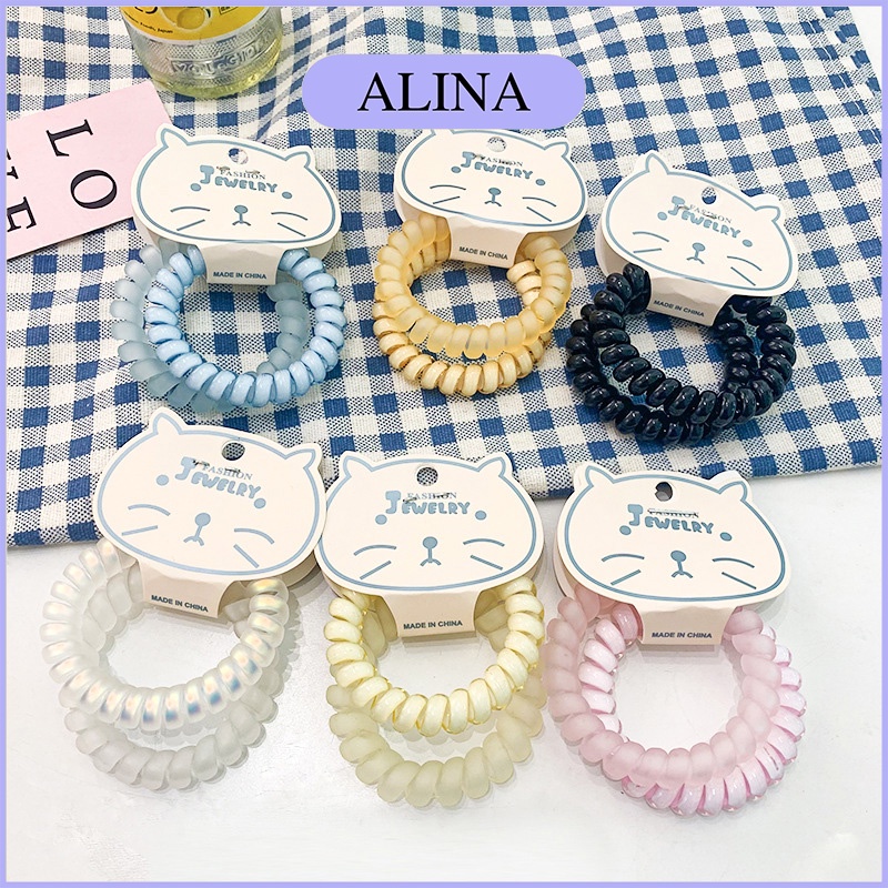 Set 2 Dây Cột Tóc Lò Xo Bằng Nhựa Màu Pastel Alina K5-N010