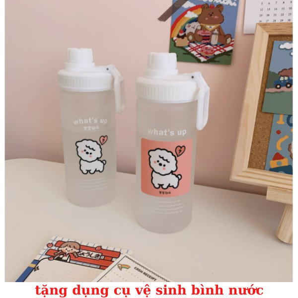 Bnh đựng nước cute bình nước 500ml CÓ ỐNG HÚT LOẠI TỐT - THỦY TINH